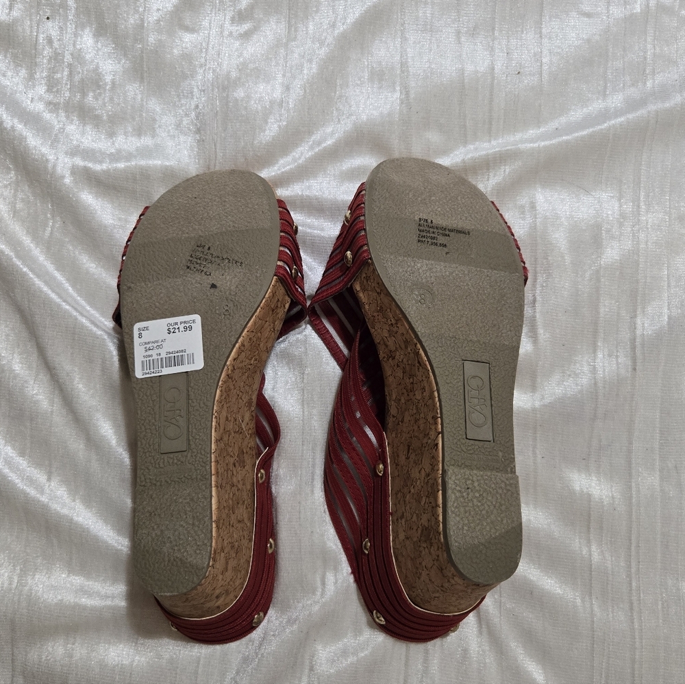 Women's Burgundy Wedge Slide Sandals By CATO size 8 NWT - Picture 7 of 7